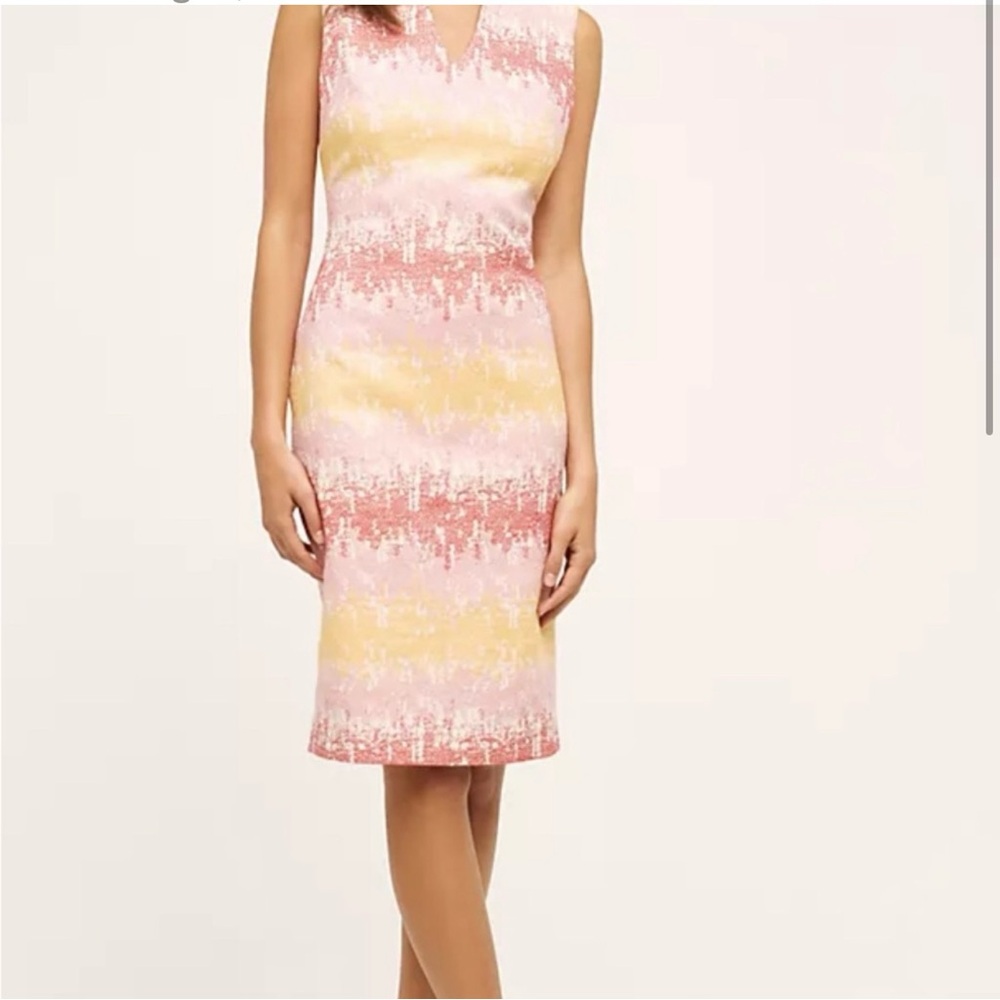 Anthropologie HD in Paris Pink and Yellow Midi Dress